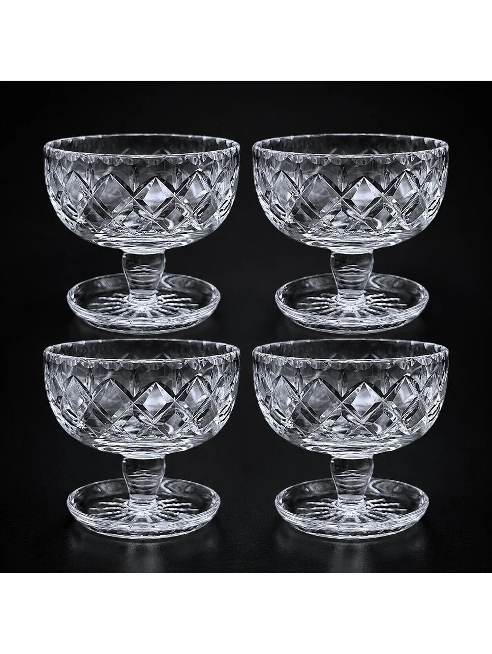 Set of 4 Vintage Royal Brierley Elizabeth Crystal Sherbet Dessert Cups